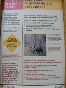 Cartel de aviso de osos.
